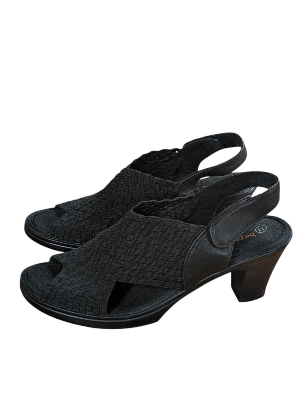 Bernie Mev Beatrice High Heeled Peep Toe Sandal Black Size 11